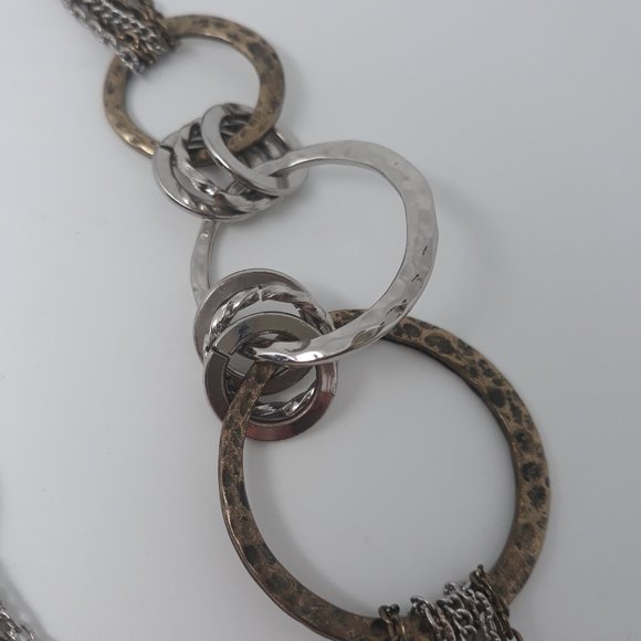 Vintage Silver & Gold Toned Multi-Strand Womens Necklace 19" Long - Picture 5 of 5